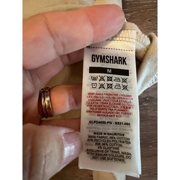 Gymshark women pullover cropped sz Medium cream hoodie gym workout beige - Picture 9 of 9